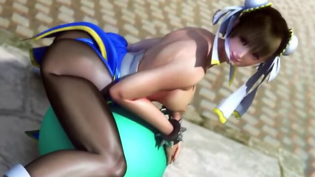 Chun-Li from Street Fighter on a Yoga ball: Steer Fighter Parody