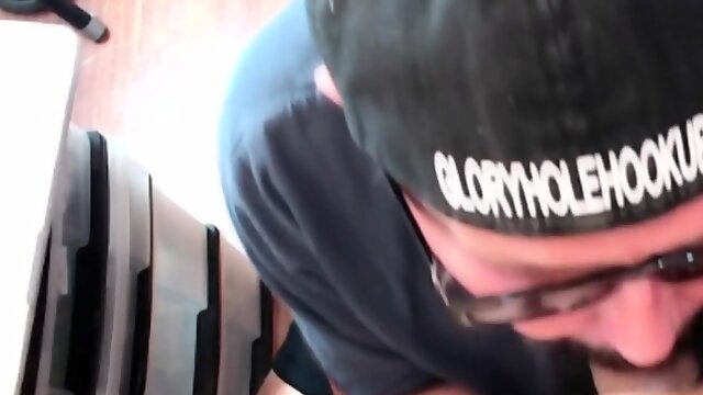 Gloryhole homemade gaydaddy sucking black dong in closeup