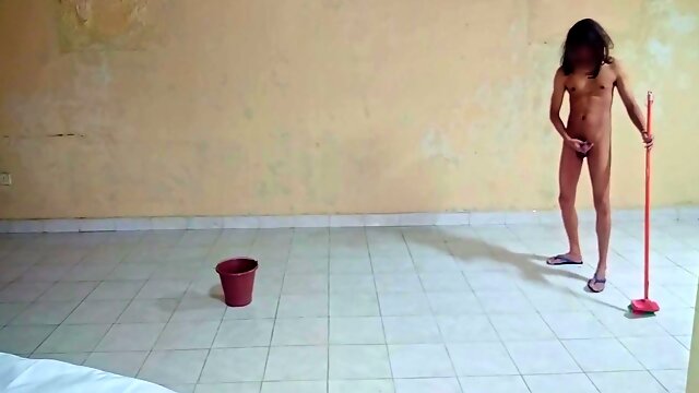 Sexy Boy Is Cleaning And Showing Off