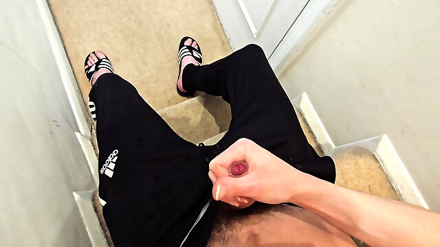 Jerk off and cum in adidas pants