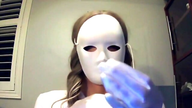 Masked Girl In White Pt1! A Mysterious Masked Girl With Big Tits Feels Herself!