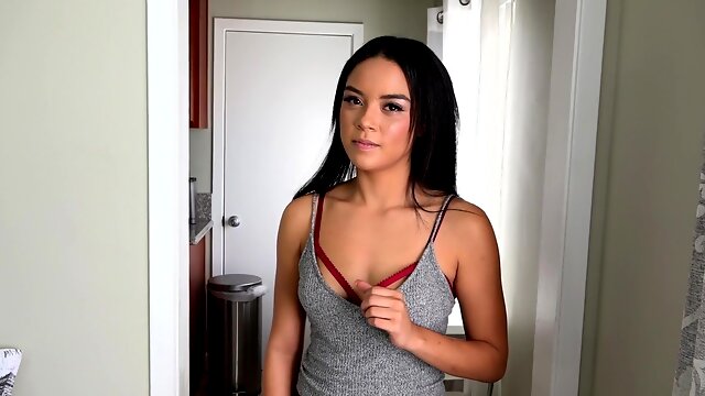 Stunning girl Maya Bijou gets naked and fucked in her shaved cunt