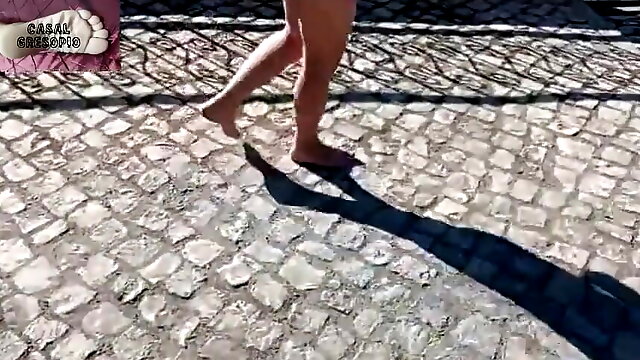 Moranguinho walking barefoot on street - part 1