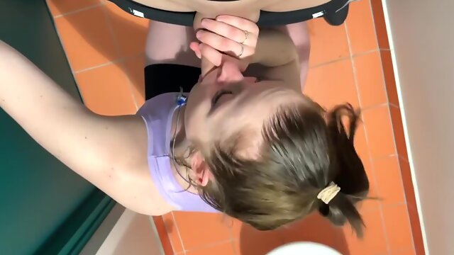Public Gym Toilet Fuck! Girl Fucks Her Big Cock Personal Trainer
