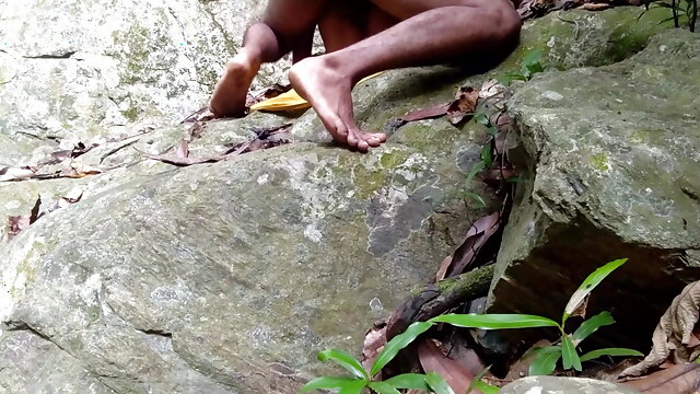 Outdoor interracial rough sex in a forest between a Indian MILF lady and big dick