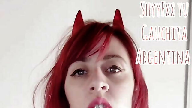 ShyyFxx Argentinian redhead posing sexy as a devil