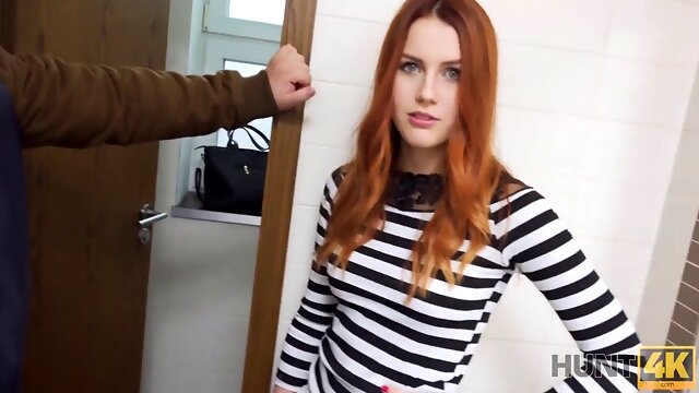 Redhead GF & rich stranger get down and dirty in POV reality sex