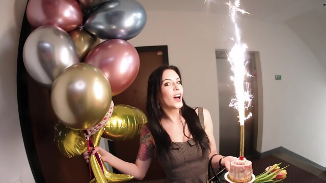 Birthday leads to lesbian sex for Anna De Ville and Scarlett Alexis