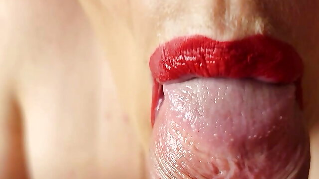 Extreme close up blowjob - cum in mouth 