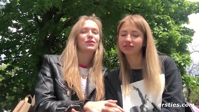 Sexy Couple Take Turns Heating Each Other Up - Blonde lesbians Hd interview outdoors