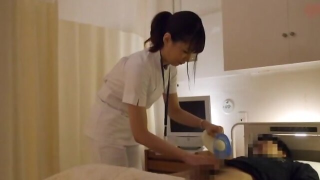 Japanese patient gets his dick pleasured by a kinky nurse. HD