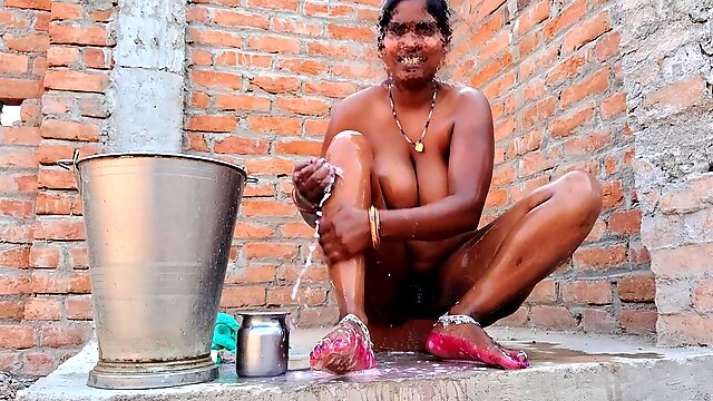 Indian Bathing Videos, Bathing Outdoor