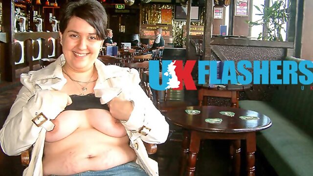 Shameless British BBW flashing Huge Tits everywhere at UK-Flashers