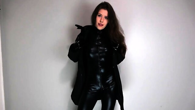 Latex slut solo anal masturbation