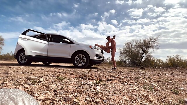 Almost Caught Having Rough Sex In The Desert Next To The Road