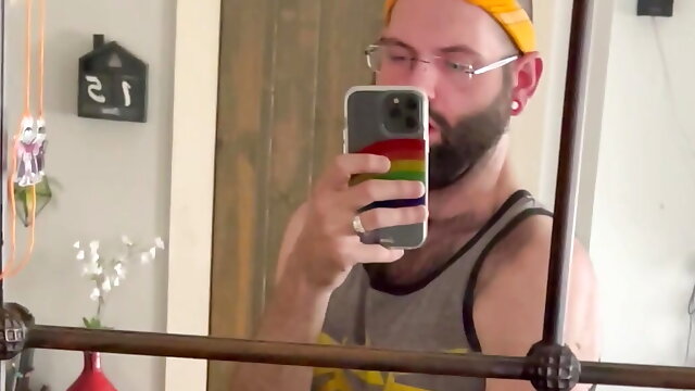 Hairy guy masturbating cock 