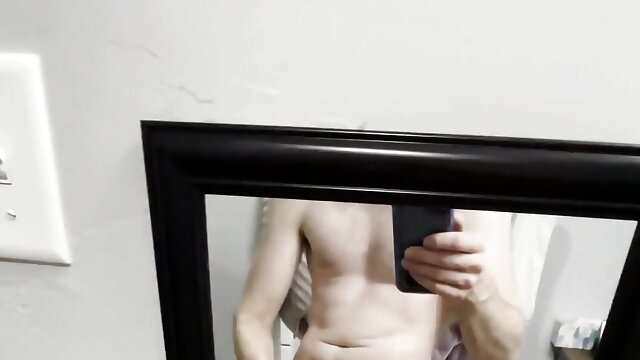 Bathroom Stroking in Mirror