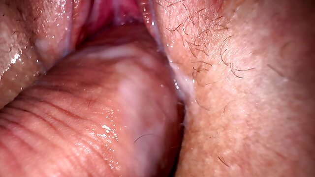 This pussy gets wet from the first touch, Extreme close up creamy fuck