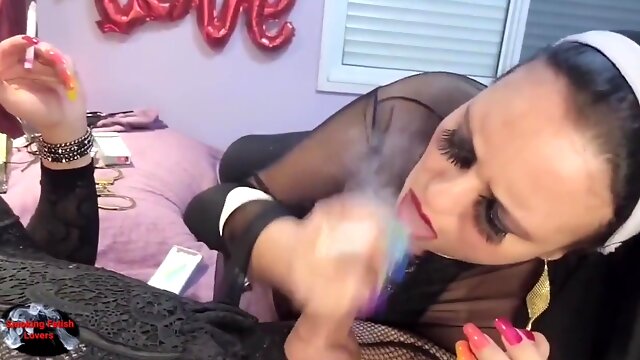 Crossdresser Smoking Blowjob, Handjob