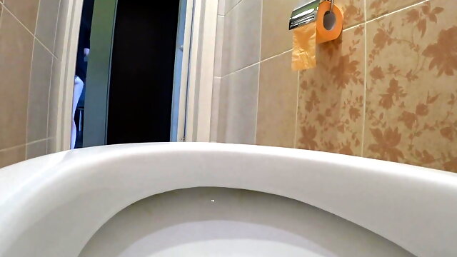 Toilet Camera Watching Mature Wife - Hairy Pussy Pissing Close up, The Anal Hole Breathes - Pissing ASMR