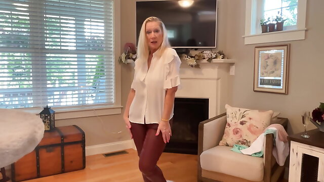 50 Plus Anal, Granny Anal Amateur, 60 Years Granny, Leather Pants