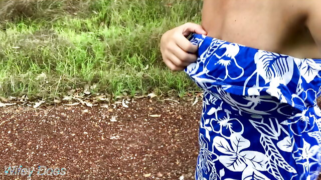 Wifey just couldn't help herself and had to strip out of her dress on a walk