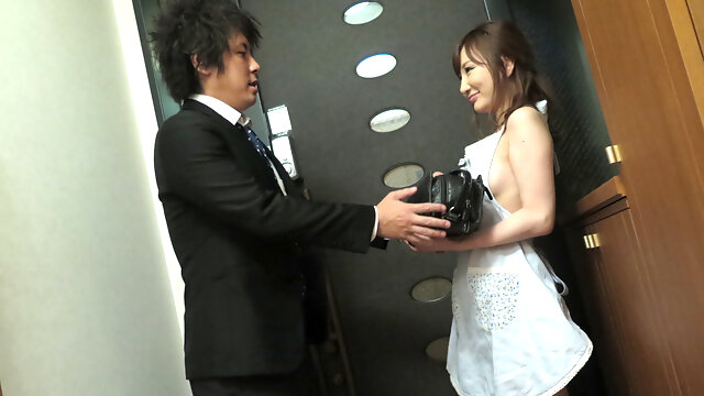 Japanese cutie Wakana Yuzuki goes down and sucks a cock