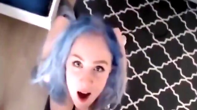 Blue Haired Cam Girl Sucks