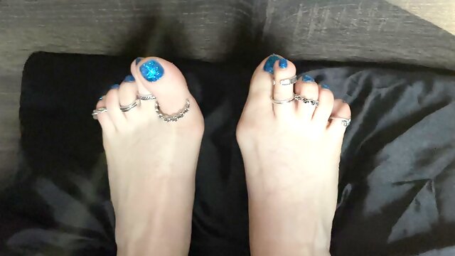 Feet perfection with long toes in silver rings from Mistress Lara