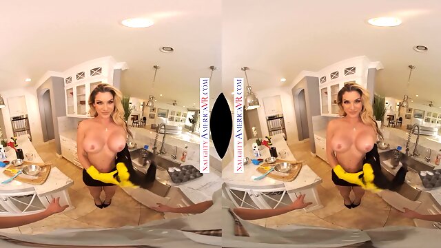 Experience the ultimate virtual reality porn experience with busty blonde MILF Kayla Paige in high heels and virtual reality