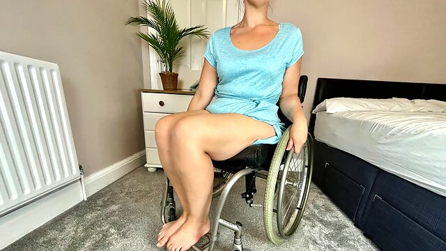 Wheelchair girl foot worship and toe sucking