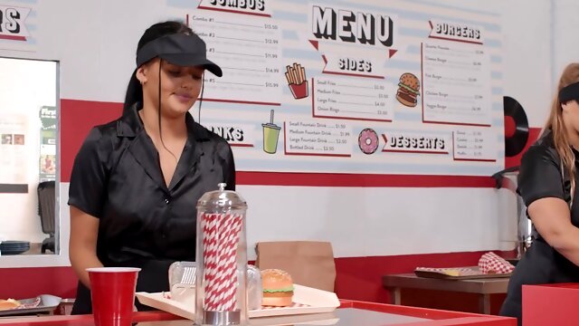 Cock hungry sluts Tori Cummings and Emily Woods moan during a 3-way