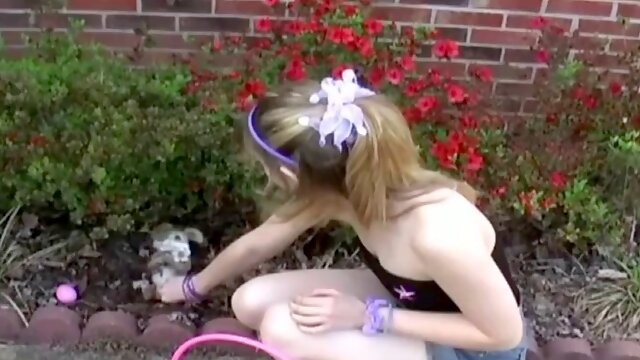 I love blowing bubbles in my little miniskirt