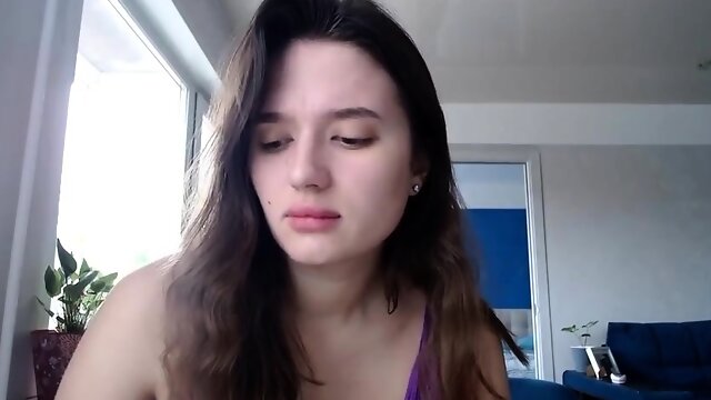 Beautiful teen brunette Jessica Sinn masturbates