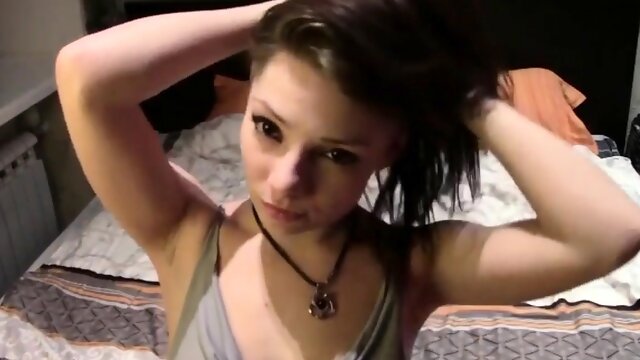 Sexy goth teen strips