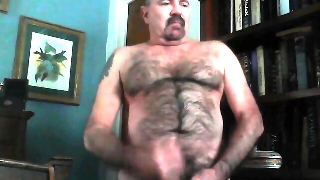 Nasty Hairy Daddy Jacks into a condom