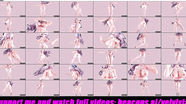 THICK Haku Hot Dance In Sexy White Lingerie - Pussy Angle (3D HENTAI)