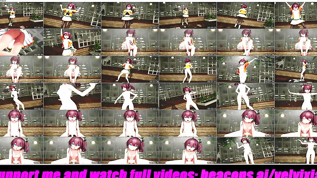 Matsuri - Cute Teen Dancing + Gradual Undressing + Sexy Cowgirl (3D HENTAI)