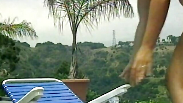 Blonde sweetie poolside gets her cunt licked and fucked by a stud