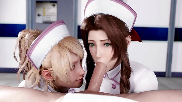 Nurse Luna And Aerith Sucking Big Dick