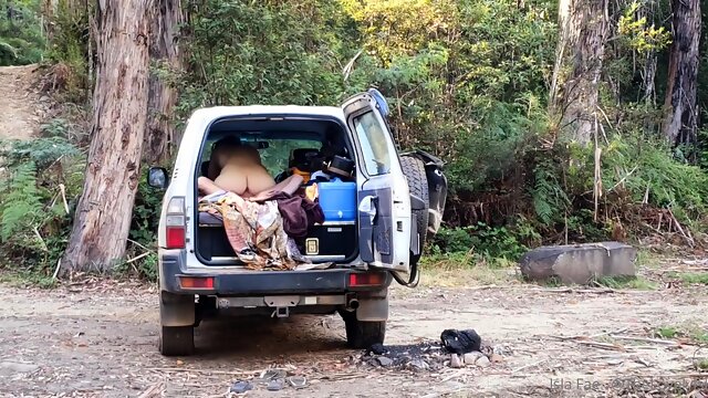 Amateur couple caught having wild sex in the back of the car