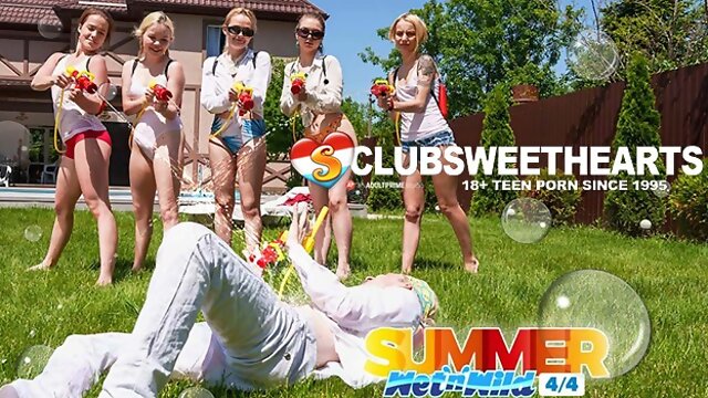 Kissing scene with appealing July from Club Sweethearts