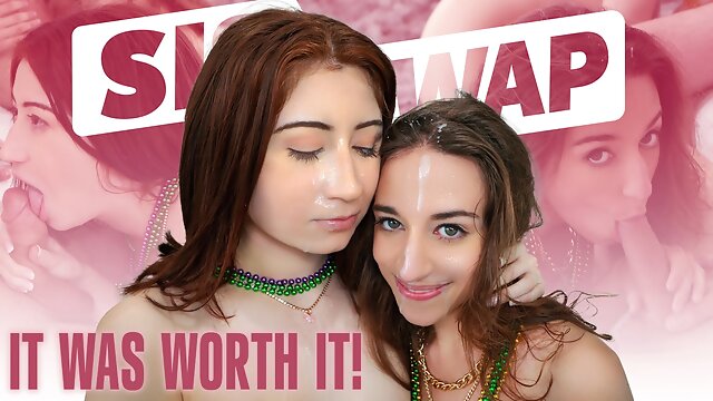 Naughty Step Sisters Ava Davis & Venice Rose Earn Their Mardi Gras Beads And Fuck StepBros - SisSwap
