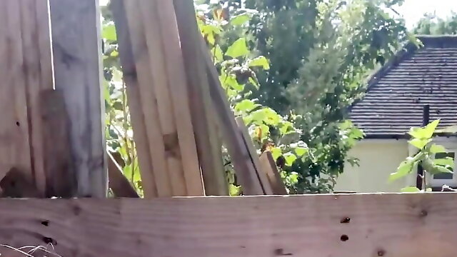 Topless Woodworking in the Garden