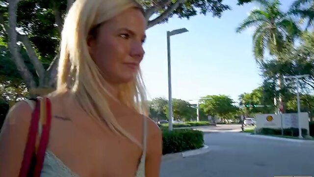 SEXY blonde 20 year old cheats on her boyfriend in the parking lot - Lacey Tate