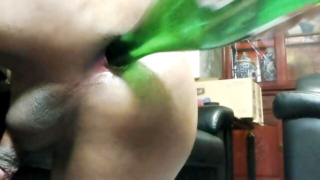 Shemale anal using wine bottle so hot.