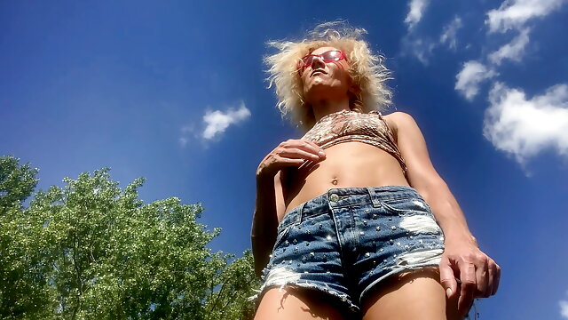 Jeans shorts in the sun 