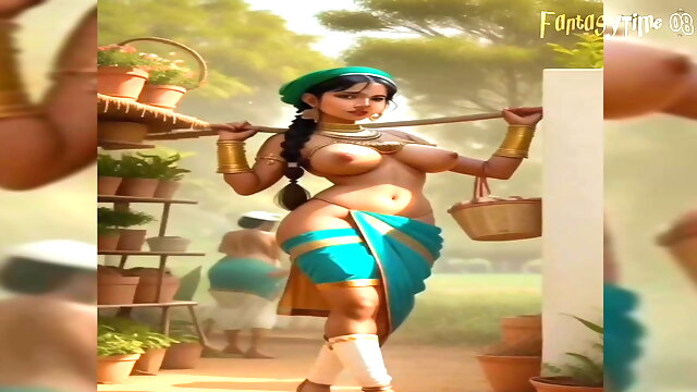 Indian village sexy girl's Ai stable transformation 