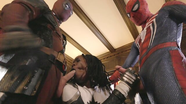 Deadpool and Spiderman team up to spit roast ebony Ana Foxxx