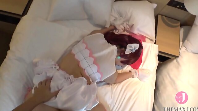 Japanese cosplayer got her hairy pussy fucked in POV